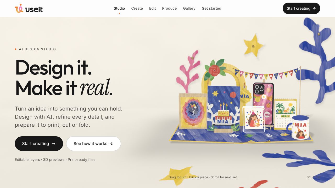 UseIt Studio official website, captured by Picktool on 26 October 2026