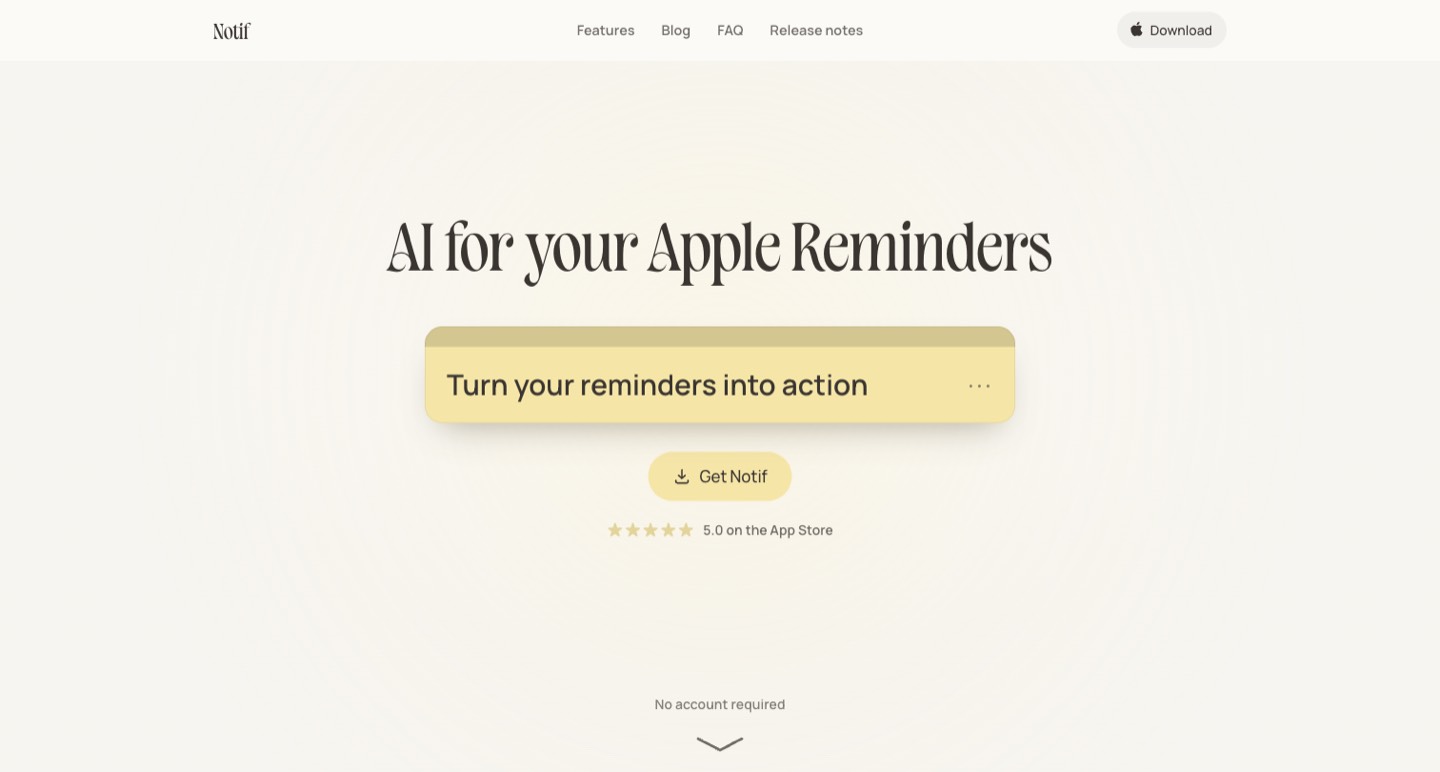 Notif official homepage screenshot, captured by Picktool on 27 October 2026