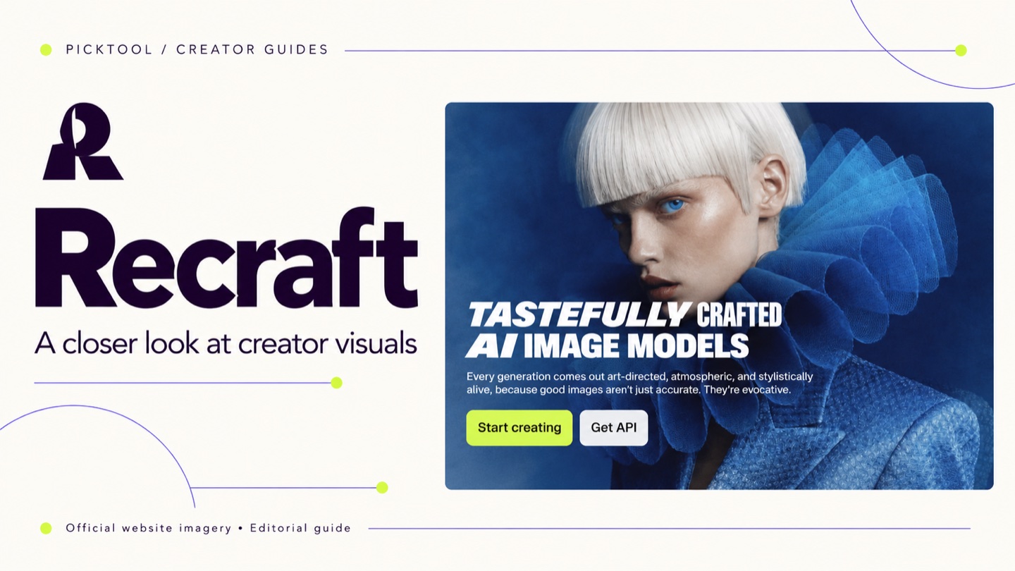 Picktool editorial guide to Recraft, using imagery from the official product website.