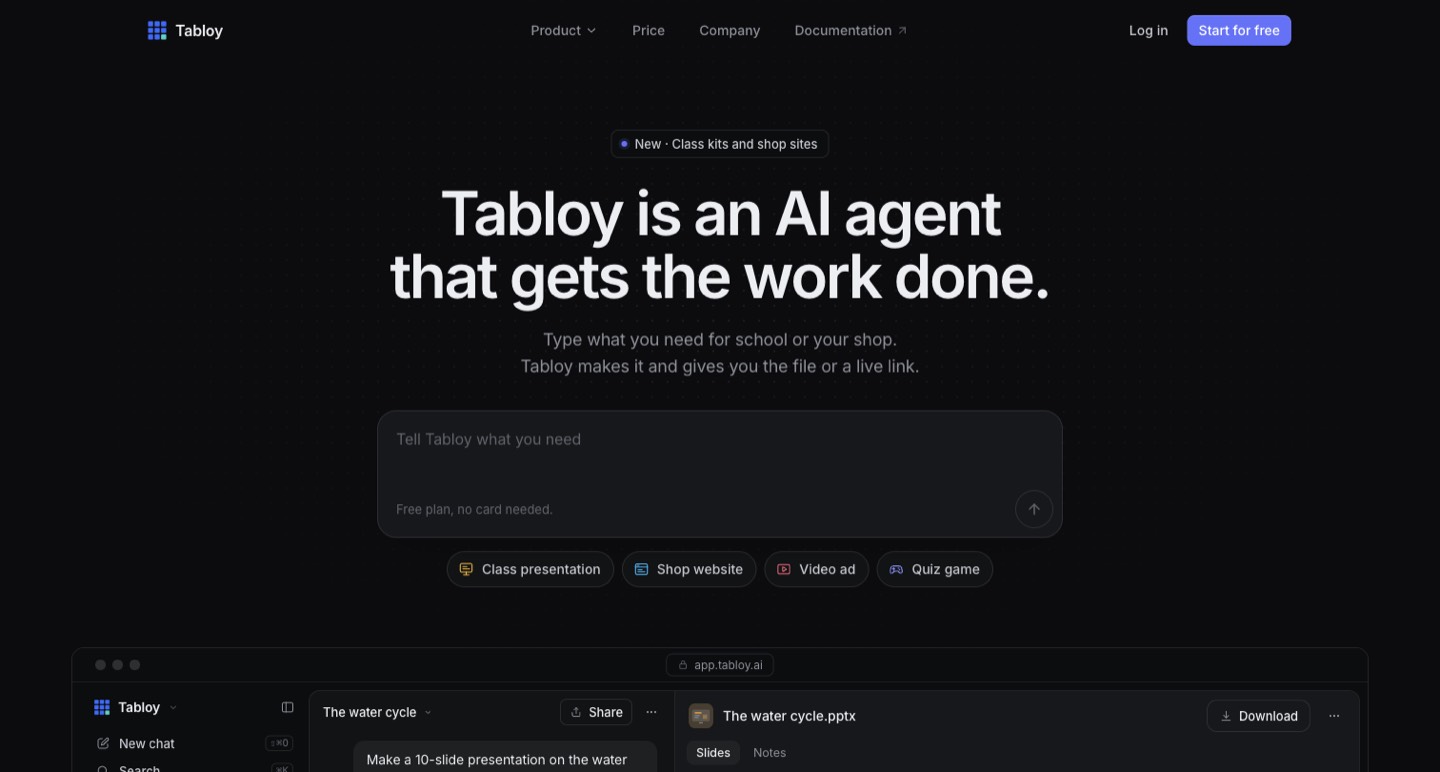 Tabloy AI official homepage screenshot, captured by Picktool on 27 October 2026