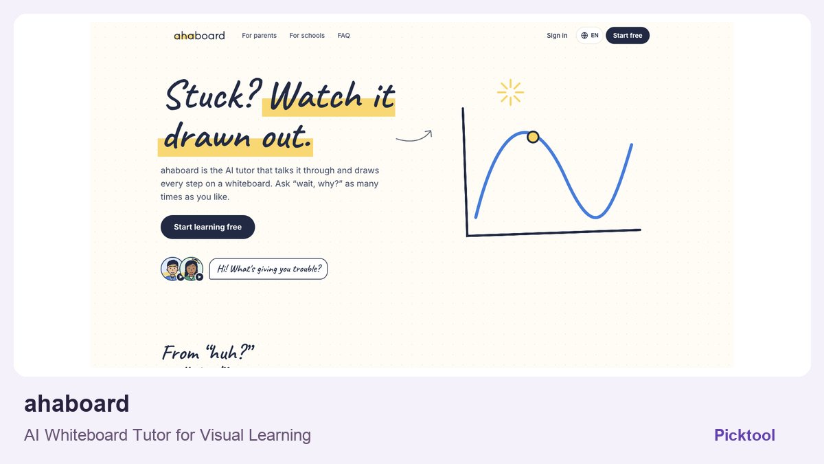 ahaboard official homepage screenshot in a Picktool editorial cover