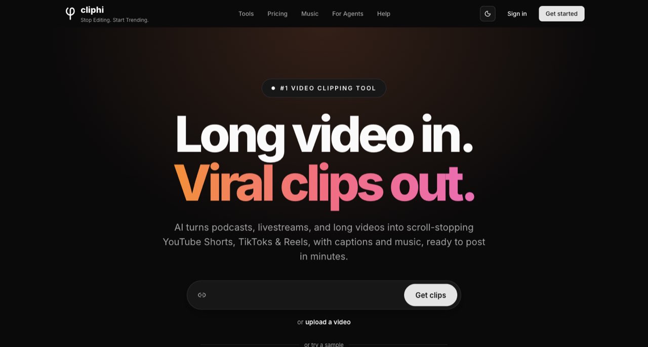 Cliphi official homepage, captured for Picktool on 27 October 2026